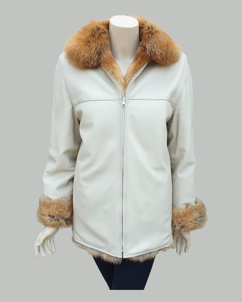 Men's Fox Fur Bomber Jacket [Pure White] – LeatherKloset