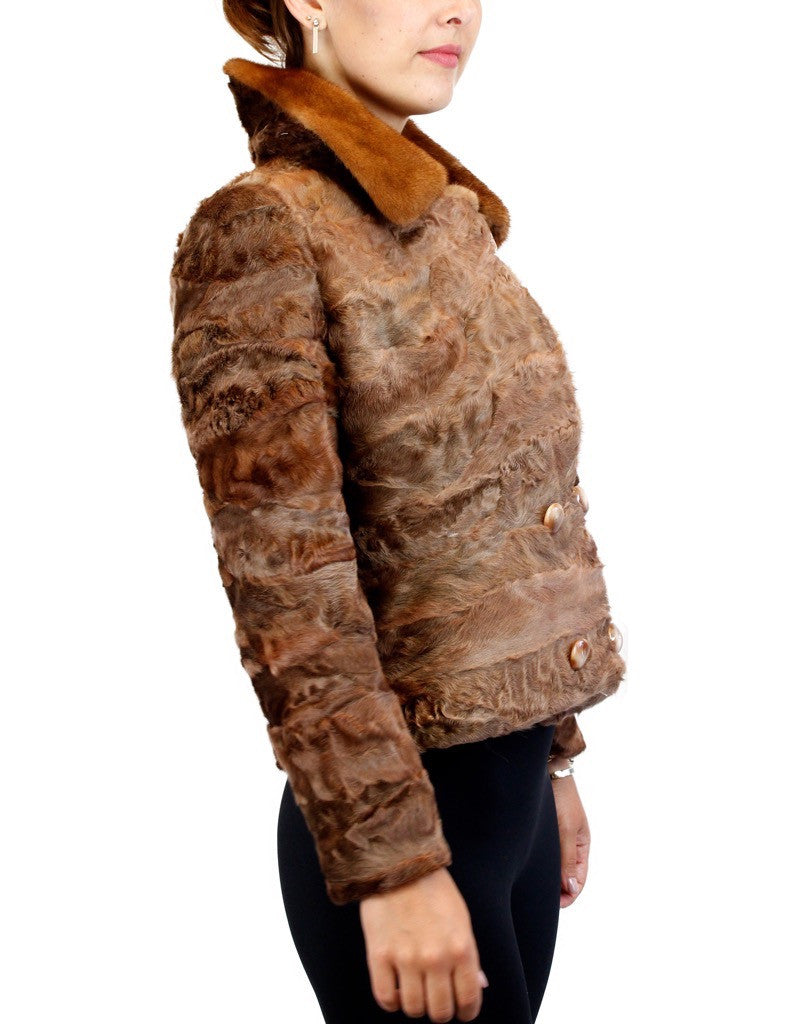 FRR Mink Fur Bomber Jacket Reversible to Leather in Whiskey