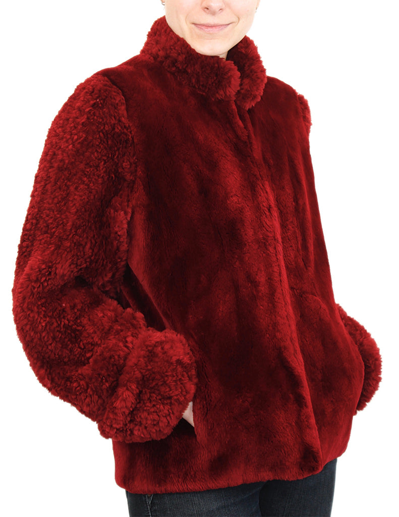 Burgundy Red Mink With Seared Beaver Fur Jacket S No Monogram– Purple  Shoshana Furs