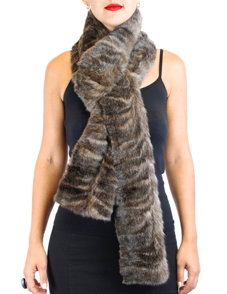 Fox and Rabbit Fur Scarf Pom Pom Fur Scarf Winter Scarf 