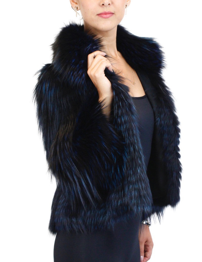 Men's Dyed Navy Blue Rex Rabbit Fur Jacket - Day Furs