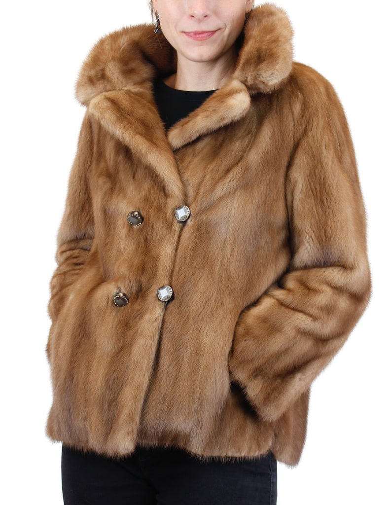 Vintage Short Genuine Mink Paw Fur Coat Jacket B094 Light 