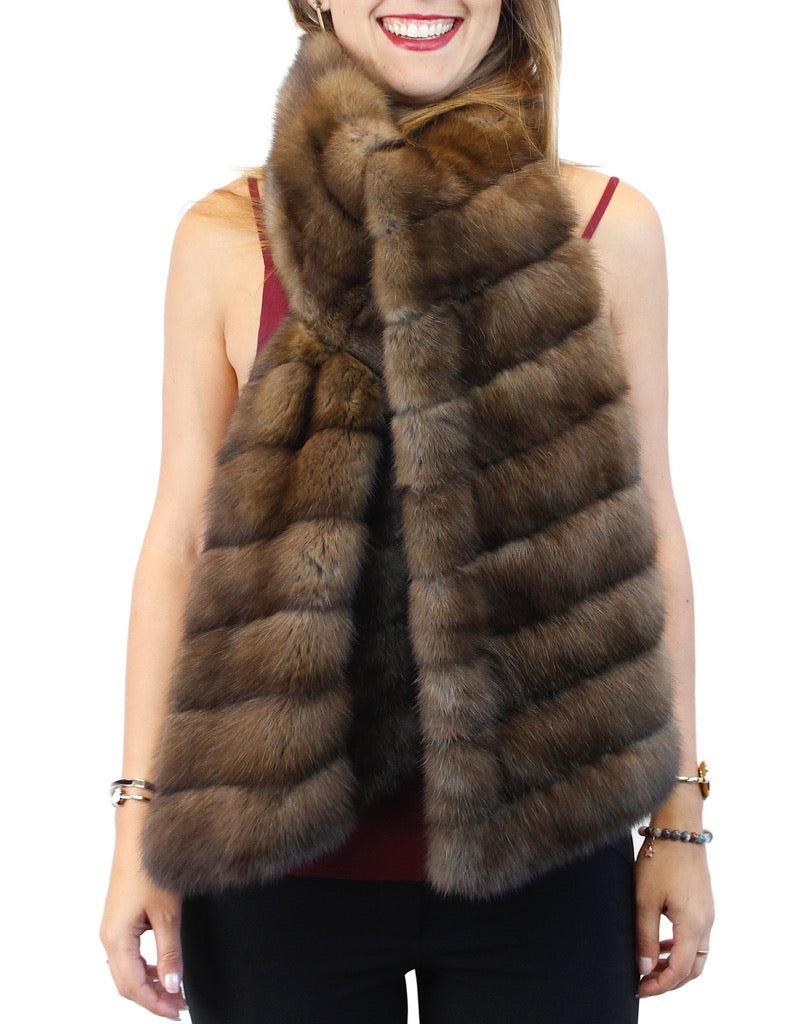 Belle Fare Dyed Rabbit Fur-trim & Dyed Fox Fur Vest in Natural