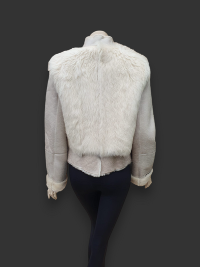 Eggshell Polo Shearling Jacket -Large