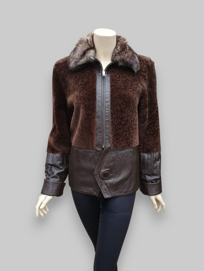 Merino & Lambskin Napa Reversible Shearling Jacket -Size 38