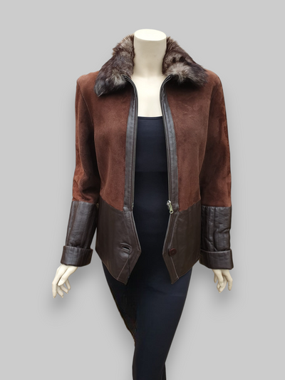 Merino & Lambskin Napa Reversible Shearling Jacket -Size 38