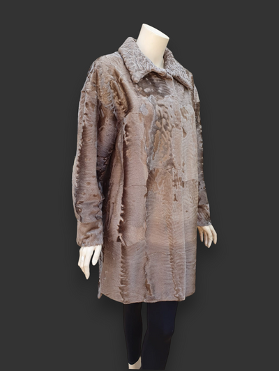 DiBello Natural Tan Swakara Lamb 7/8 Coat -Size 38