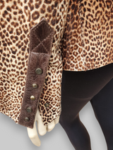 Leopard Stenciled Shearling & Leather Jacket -Small/Medium