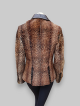 Leopard Stenciled Shearling & Leather Jacket -Small/Medium