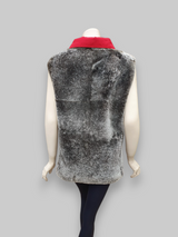 Beige Shearling Vest w/ Red Microfiber Lining -Size 42