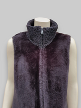 Brown Women's Merino Shearling Vest w/ Lamb Collar -Size 42