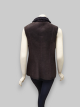 Brown Women's Merino Shearling Vest w/ Lamb Collar -Size 42