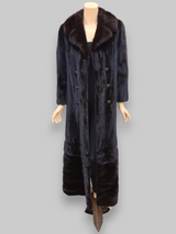 Vintage Dark Mink Coat/Jacket w/ Zip Border & Fur Belt -Small/Medium