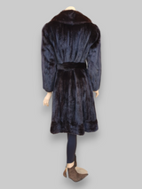 Vintage Dark Mink Coat/Jacket w/ Zip Border & Fur Belt -Small/Medium