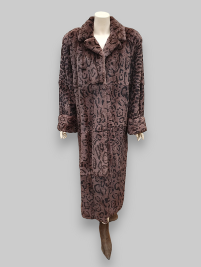 Vintage Brown Rabbit Printed Coat -Extra Large