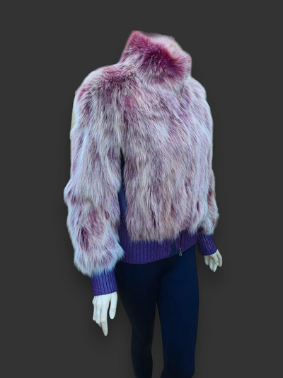 Vintage Plum Dyed Fox Jacket -Medium