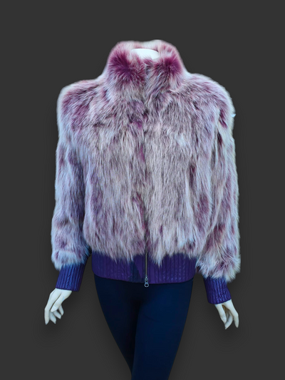 Vintage Plum Dyed Fox Jacket -Medium