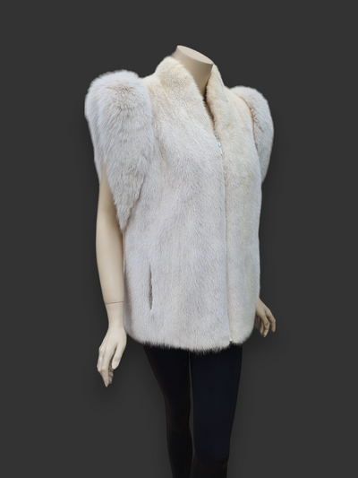 Vintage Blush Mink & Fox Vest -Medium/Large