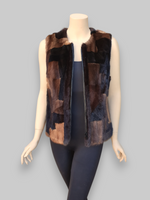 Vintage Multicolor Mink Sections Vest -Small/Medium