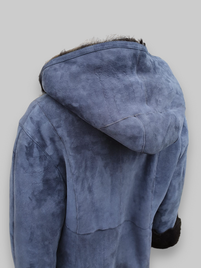 Blue Shearling Hooded Jacket -Size 12 US