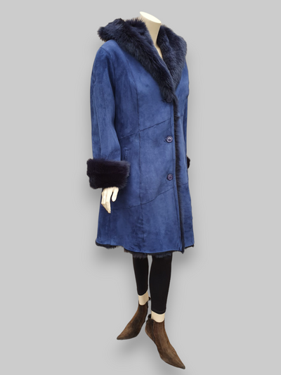 Blue Shearling Hooded Jacket -Size 12 US