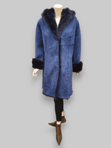 Blue Shearling Hooded Jacket -Size 12 US