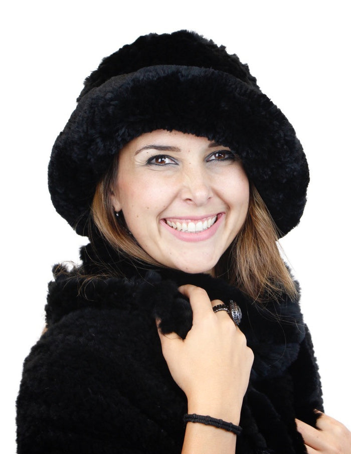 MULTICOLOR KNITTED REX RABBIT FUR & FOX FUR POM-POM BEANIE, HAT – The Real  Fur Deal