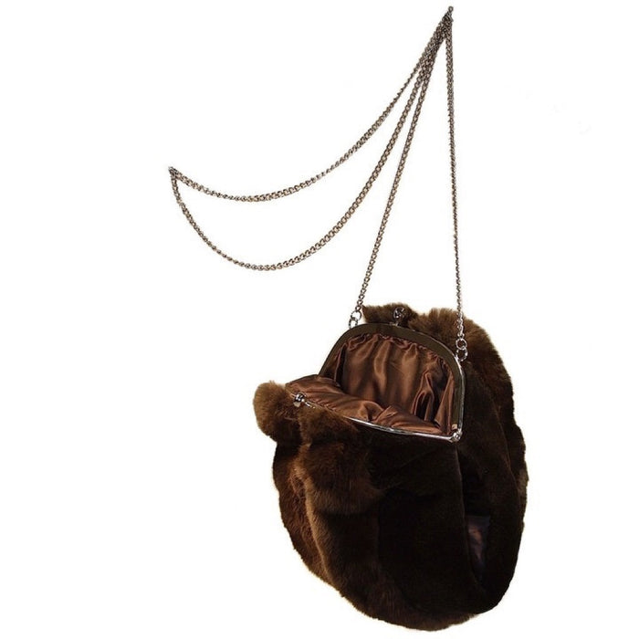 Paolo Masi - Brown Leather Shoulder Bag w/ Mink Fur – Current Boutique