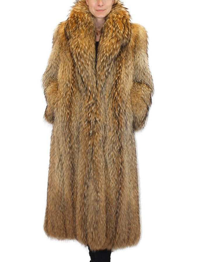 Vintage Finnish Raccoon Fur Coat -L | Feathered | Lightweight Design