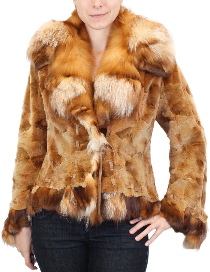 Golden Mink Fur Jacket with Fox collar