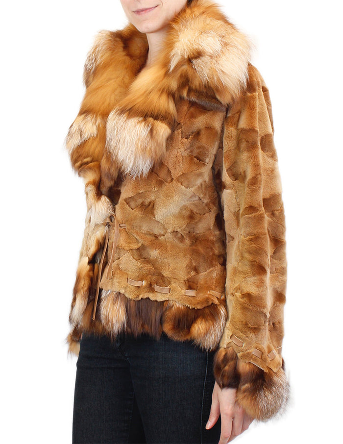 Gold Tip Sheared Mink Fur Jacket w/ Golden Isle Fox Trim - Estate Furs