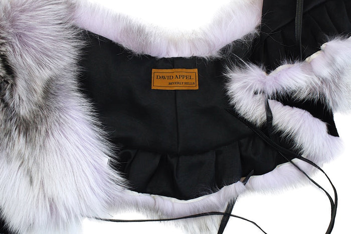 Rex Rabbit Fur Scarves With Silver Fox Pompom Women Winter Fur Shawl Mocca  Muffler