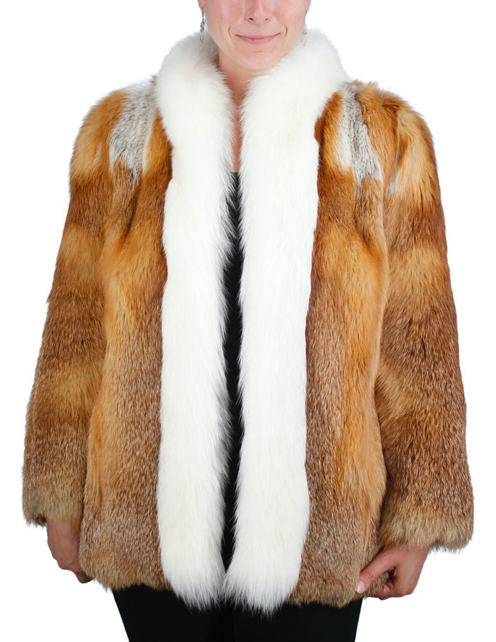 Women Red Real Rex Rabbit Fur Chinchilla Overcoat Long Fox Fur Shawl Collar  Coat