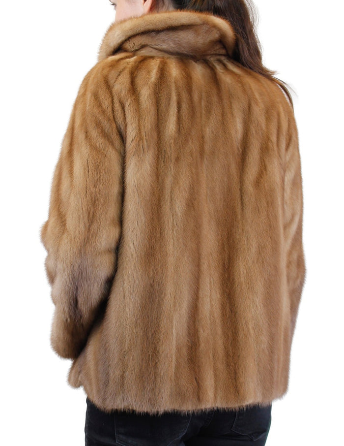 Vintage Trendy Pastel Beige Canadian Mink Fur Opera Jacket S Fast Shipping